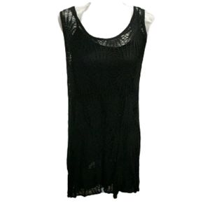 Two-piece black crocheted dress made in Italy